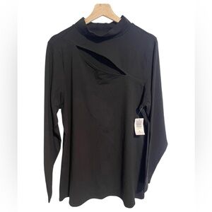 Torrid Top Chest Cutout Foxy Black Sz 3X New Stretch Long Sleeve Pullover 22-24
